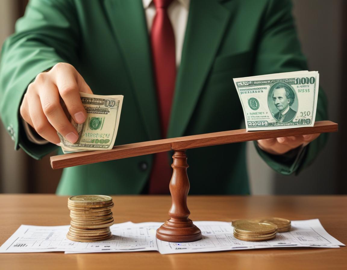 ตาชั่งสมดุล แสดงคำว่า พักชำระหนี้ และผลระยะยาว ด้านหลังเป็นภาพแนวนามธรรม