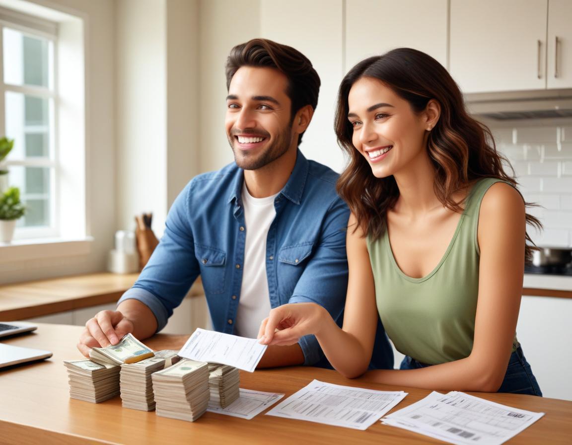 คู่รักกำลังนั่งผ่อนคลายบนโซฟา แสดงความรู้สึกโล่งใจหลังรีไฟแนนซ์คอนโดเสร็จสิ้น