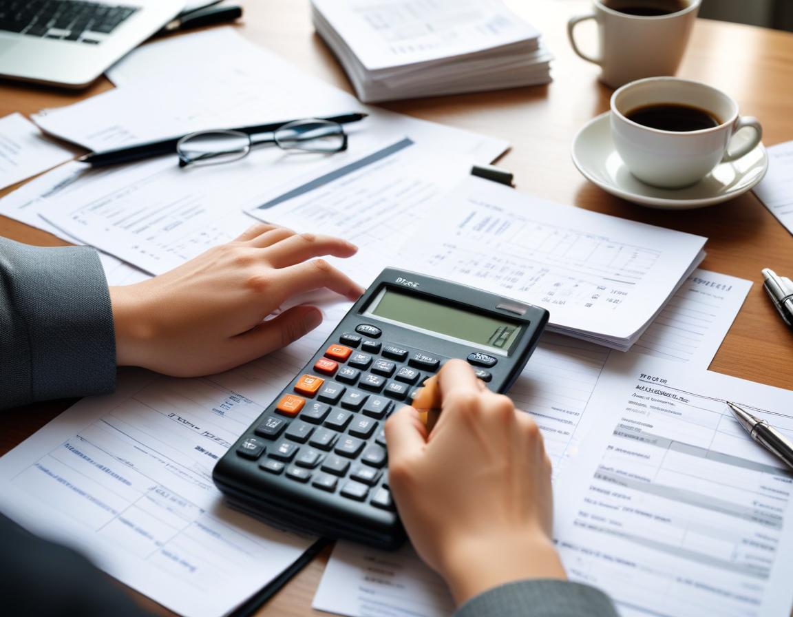 ผู้หญิงกำลังคำนวณค่าใช้จ่ายสำหรับการซื้อรถยนต์คันแรกในสำนักงาน