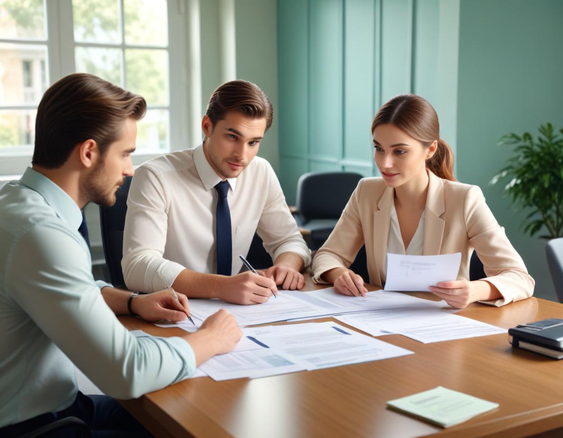 คู่สามีกำลังคุยกับเจ้าหน้าที่ธนาคารเรื่องการรีไฟแนนซ์บ้านในห้องนั่งเล่นสบายๆ