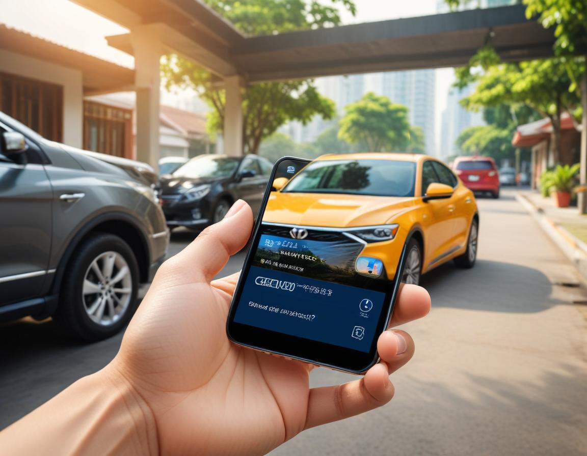 รถยนต์สีเทาในลานจอด พร้อมข้อความ