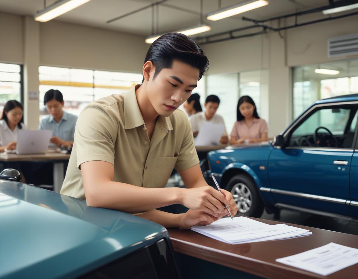 ขั้นตอนการสมัครง่าย รูปภาพจำนำรถจอดพร้อมข้อความ