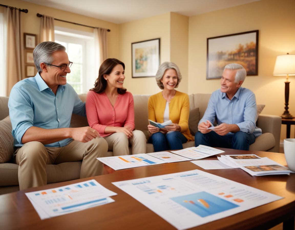 ที่ปรึกษาทางการเงินแนะนำครอบครัวเกี่ยวกับการวางแผนประกันชีวิตในที่ประชุมสำนักงาน