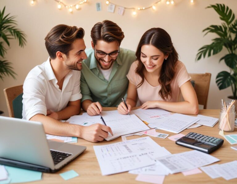 Thai traditional wedding ceremony: bride and groom in elegant attire with vibrant colors.