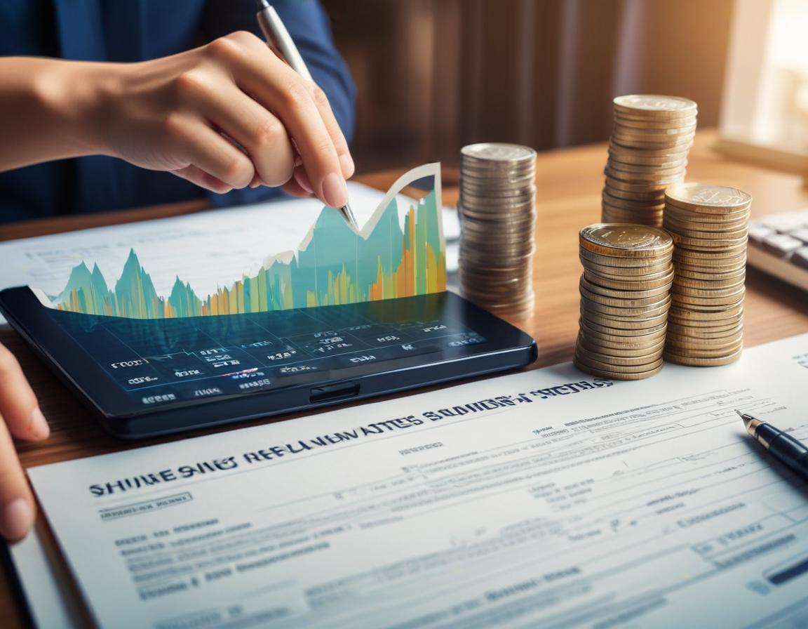 ภาพของพอร์ตการลงทุนเมื่อดอกเบี้ยสูงขึ้น มีกราฟและสัญลักษณ์เงิน