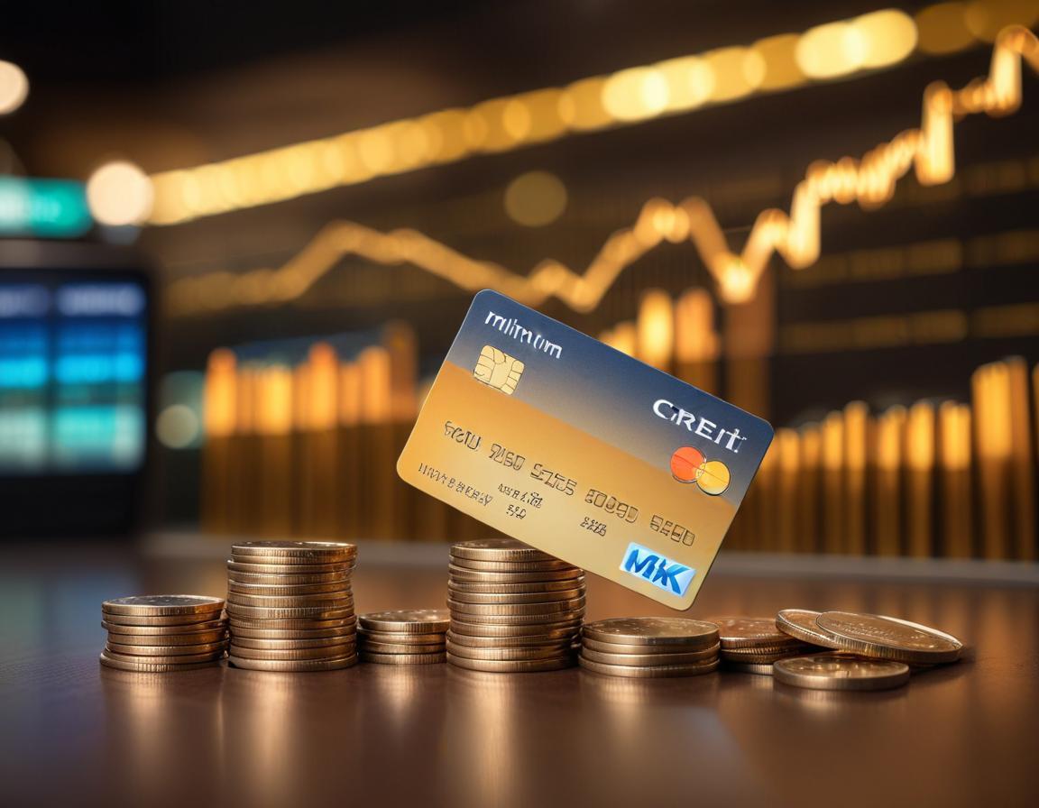 ภาพแสดงการจ่ายขั้นต่ำของบัตรเครดิตพร้อมข้อมูลตัวเลขและสัญลักษณ์บัตรเครดิต