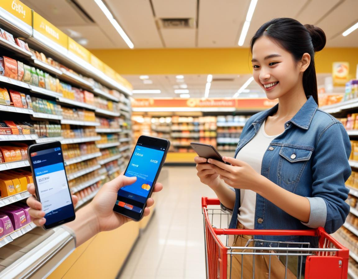 ภาพแจ้งเตือนเครดิตเงินคืนเมื่อช้อปปิ้งที่ซูเปอร์มาร์เก็ต แสดงบนหน้าจอมือถือ