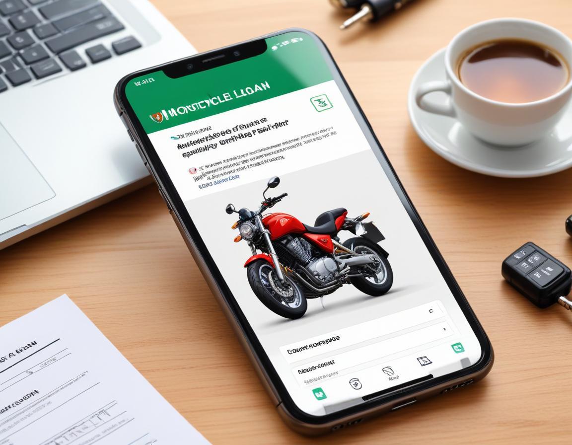 เอกสารขอสินเชื่อรถมอเตอร์ไซค์บนโต๊ะ มีโลโก้ธนาคารและปากกาวางอยู่ใกล้ๆ
