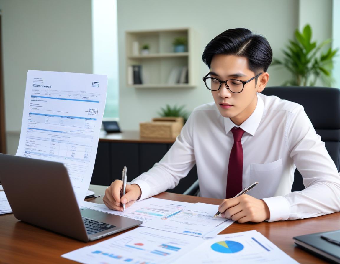 มืออาชีพหนุ่มตรวจสอบแผนประกันชีวิตพร้อมสิทธิประโยชน์ด้านการออมและลดหย่อนภาษี