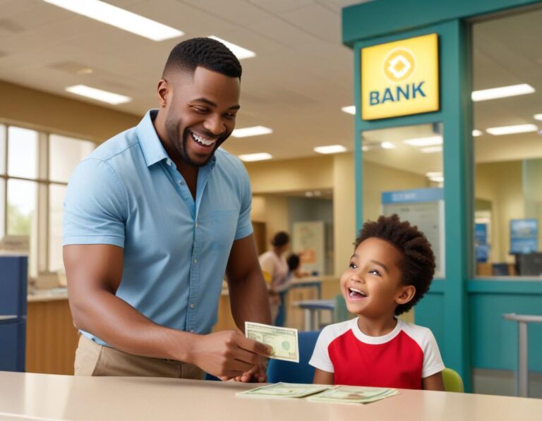 ภาพแม่พิจารณาเปิดบัญชีสำหรับลูกด้วยอารมณ์คึกคักและพิถีพิถันในการวางแผนการเงินลูก