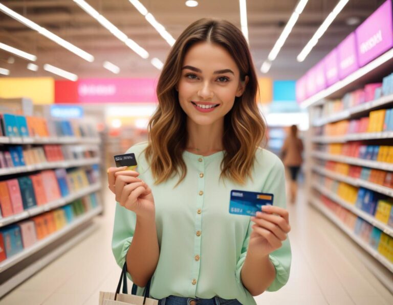 ภาพนี้เชื่อมโยงกับคำว่า "บัตรเครดิต" ในเมืองใหญ่ที่วุ่นวาย ที่มีแสงไฟนีอนและตึกสูง มีกลุ่มคนหลากหลายชนิดชนเชนิดในชีวิตประจำวัน.