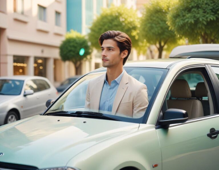 การต่อรองเข้มข้นระหว่างลูกค้าและบริษัทเช่ารถในห้างสวยงามแบบโมเดิร์นในภาพถ่ายสมจริง