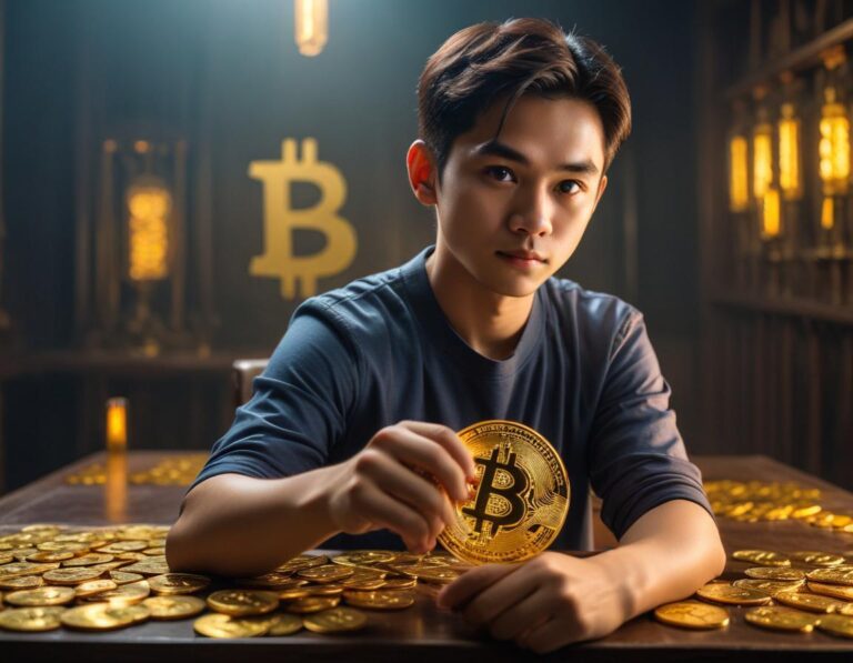 นคราไซเบอร์พังค์ ยามค่ำคืน Neon Bitcoin เป็นสกุลเงินหลัก ผู้คน ทำธุรกรรม ด้วยวอลเล็ตดิจิทัล ถนนฝนชื้น สะท้อนแสงเมือง