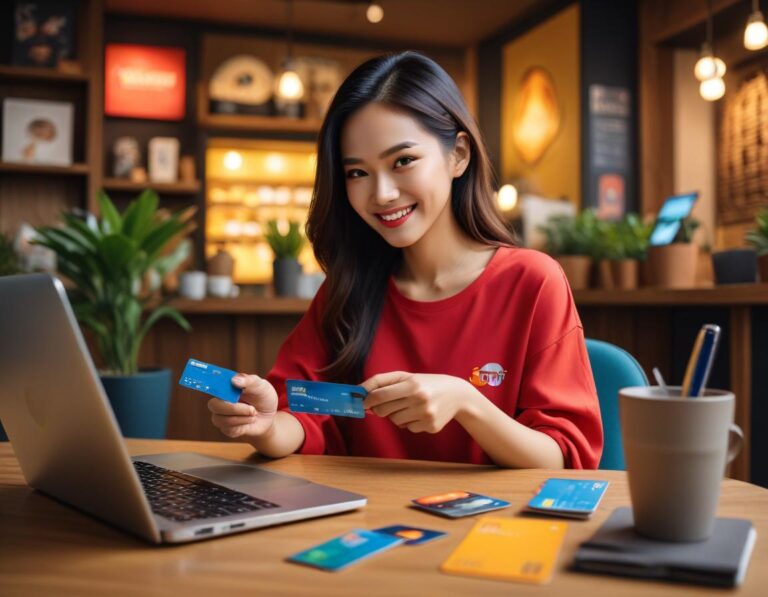 มืออาชีพ ทันสมัย ใช้ บัตรเครดิตหรู ท่ามกลาง เมือง อันคึกคัก สวม เสื้อผ้าคลาสสิก เผย ความมั่นใจ บรรยากาศ เงาแสง ละเอียด