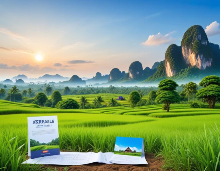 นายหน้า และ คู่รักไทย สำรวจ ค่า โอน ที่ดิน พร้อม กราฟ สรุป ราคาซื้อขาย บน โต๊ะไม้ ใน สำนักงาน